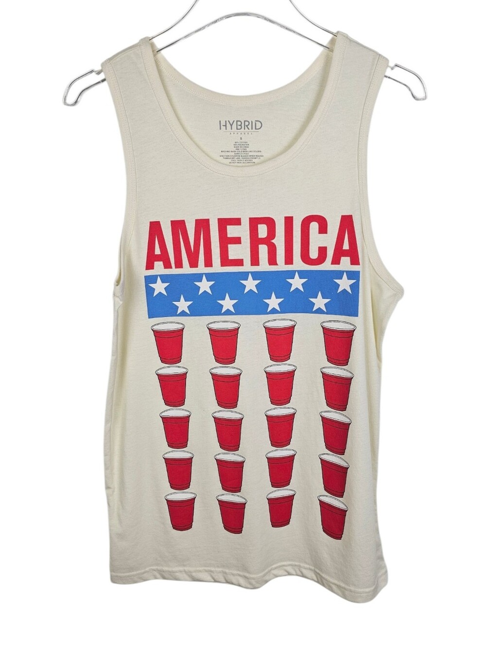 Hybrid Americana Red Solo Cup Sleeveless Muscle Tank NWT